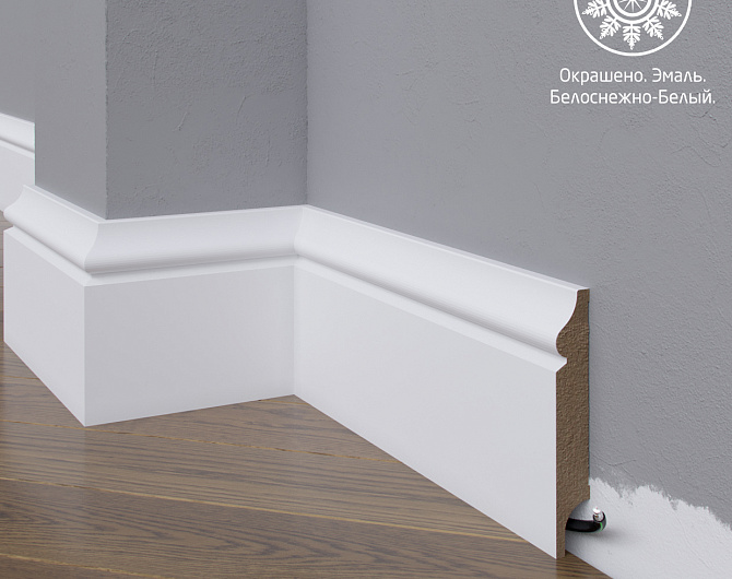 Белый плинтус MadestDecor  Белый плинтус МДФ 12-100-16 окрашенный w1210016 
