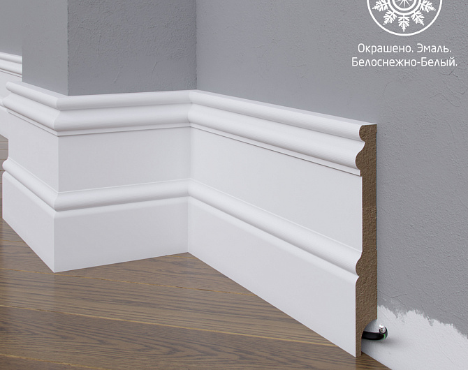 Белый плинтус MadestDecor  Белый плинтус МДФ 17-136-16 окрашенный w1713616 