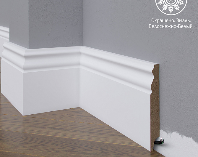 Белый плинтус MadestDecor  Белый плинтус МДФ 22-120-16 окрашенный w2212016 