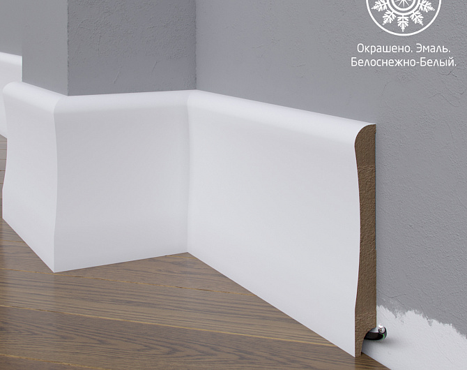Белый плинтус MadestDecor  Белый плинтус МДФ 23-136-16 окрашенный w2313616 