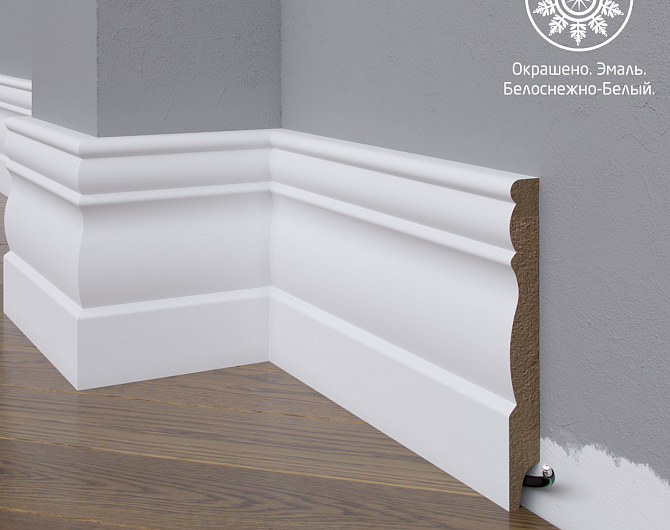 Белый плинтус MadestDecor  Белый плинтус МДФ 24-136-16 окрашенный w2413616 