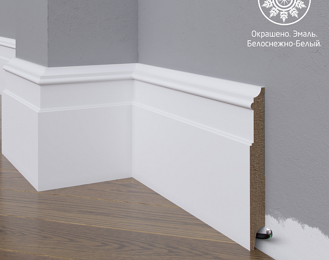 Белый плинтус MadestDecor  Белый плинтус МДФ 26-136-16 окрашенный w2613616 