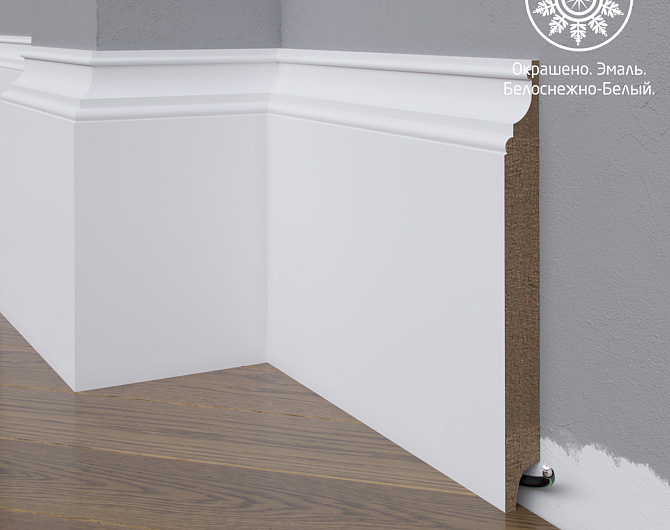 Белый плинтус MadestDecor  Белый плинтус МДФ 27-185-18 окрашенный w2718518 