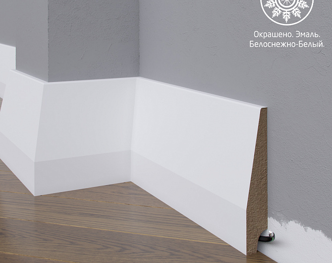 Белый плинтус MadestDecor  Белый плинтус МДФ 28-120-22 окрашенный w2812022 